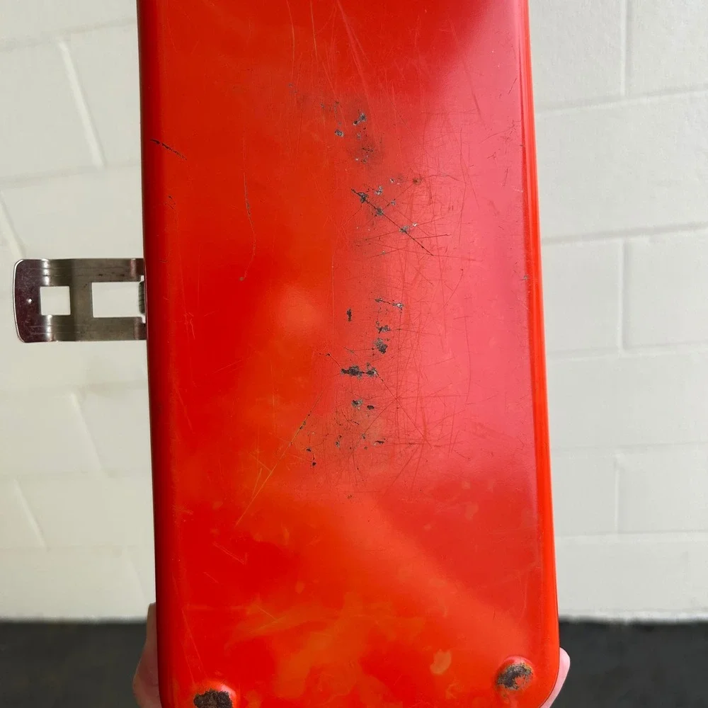 Vintage Bright Orange Union Steel Utility Box Tool Box Metal Tackle Box